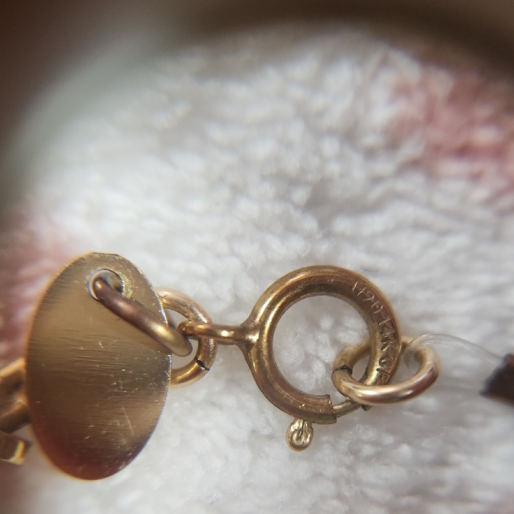 Elegant Gold Bracelet Pink Cylinders Gold Spacer1/20 14KT GF with Circular Clasp